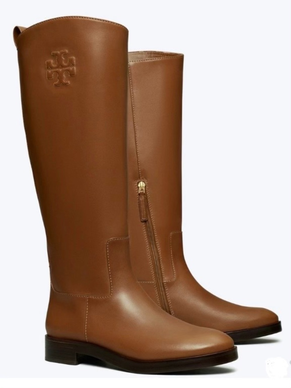 Tory Burch The Riding Boots Tall Brown Palissandro Calf Leather 141232 Size 7.5